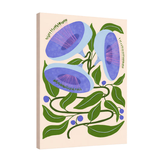 Blue-Violet Botanical Trio - Fine Art Giclee Print on Gallery Wrapped Canvas, 24" x 18"