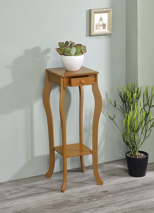 32.5" Tall Wooden Flower Plant Stand with Drawer, Oak finish
