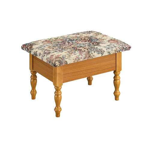 10" Tall Wooden Foot Stool with Storage, Oak finish
