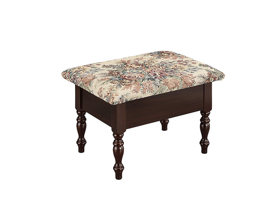 10" Tall Wooden Foot Stool with Storage, Cherry finish