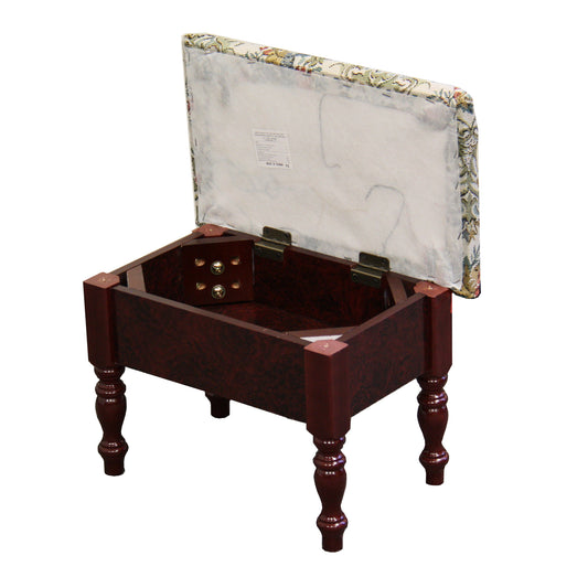 10" Tall Wooden Foot Stool with Storage, Cherry finish