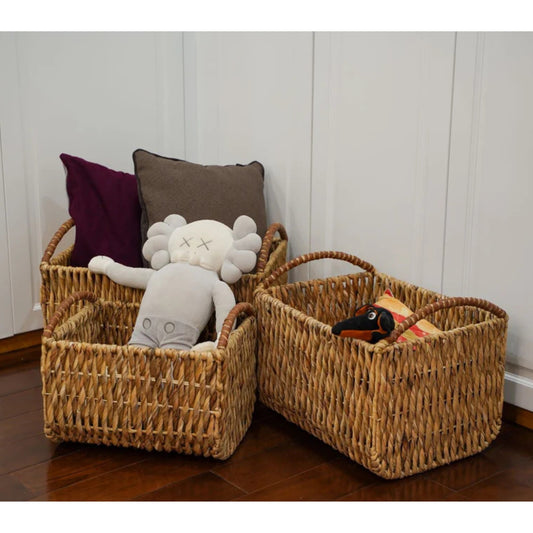 Set of 3 Handwoven Nestable Water Hyacinth Storage Baskets