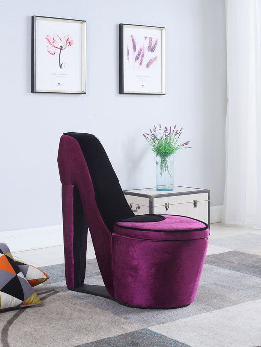 32.86" In Purple W/ Black Sole High Heel Storage Chair