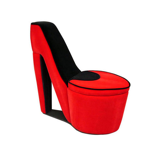 32.86" In Red W/ Black Sole High Heel Storage Chair