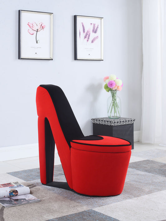 32.86" In Red W/ Black Sole High Heel Storage Chair