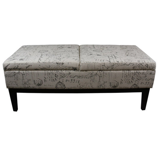 19.5" Tall Storage Bench, Dual Lift, Old-World Print