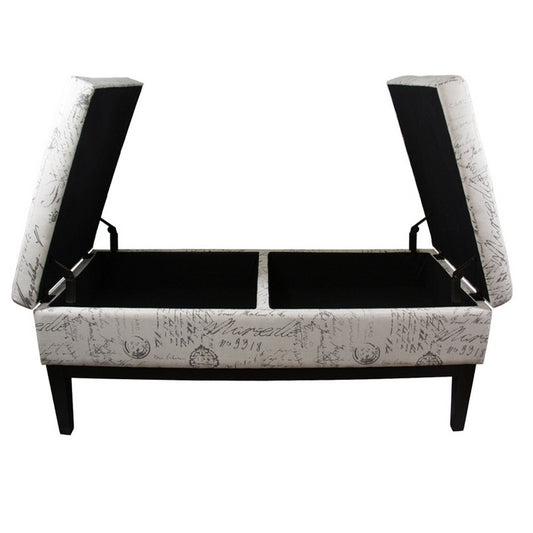 19.5" Tall Storage Bench, Dual Lift, Old-World Print