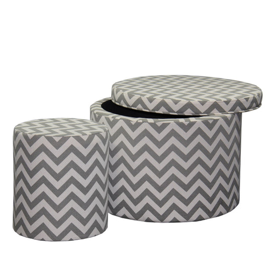 17.35" Tall Storage Ottoman with 1 Seating, Chevron