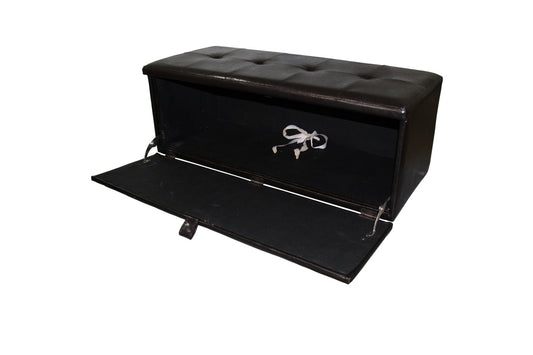 18.5" Tall Leather Upholstered Leather Storage Bench, Brown