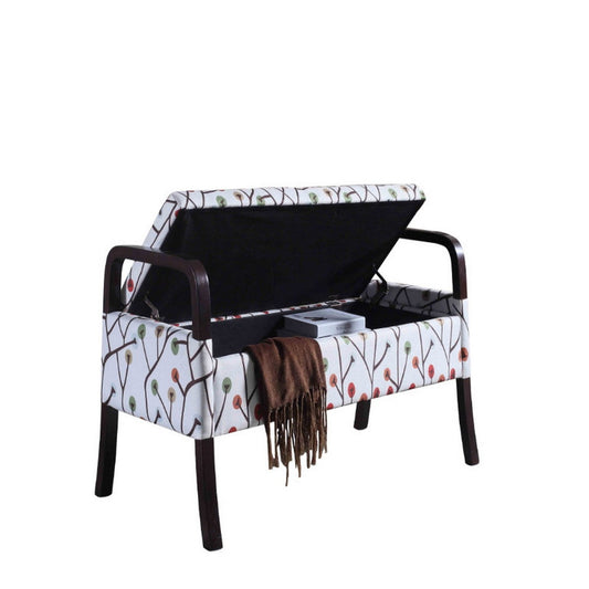 23.25" Tall Wooden Storage Seat, Cherry Blossom Print