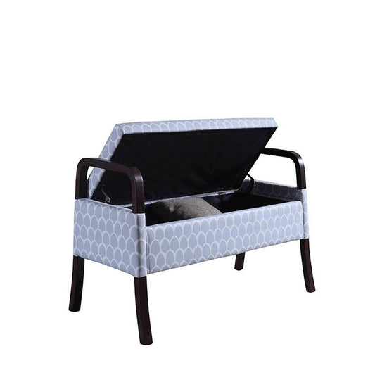 23.25" Tall Wooden Storage Seat, Sky Blue Circle Print