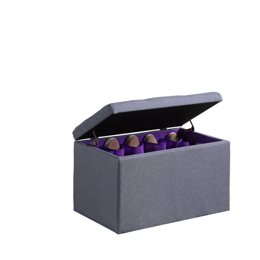 18.5" Tall Tufted Shoe Storage Bench, Dove Gray