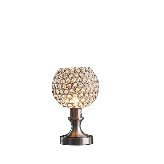 11.5" Crystal Inspired Sequin Elise up light Brush Silver Table Lamp