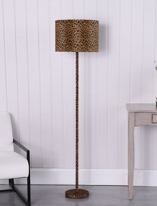 59" Faux Suede Leopard Print Floor Lamp