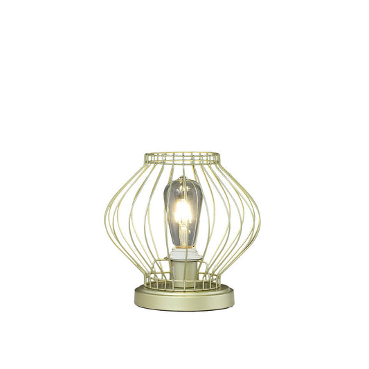 9.5" In Industrial Farm Cage Satin Matte Gold Uplight Metal Table Lamp