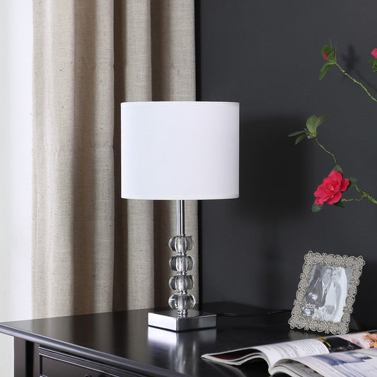 17.75" Olivia Prism Orb Crystal Modern Silver Table Lamp