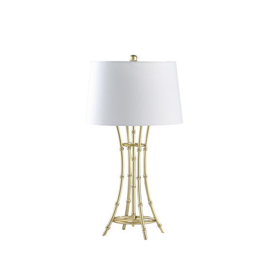 29.25" In Kiara Modern Satin Brushed Gold Bamboo Metal Table Lamp