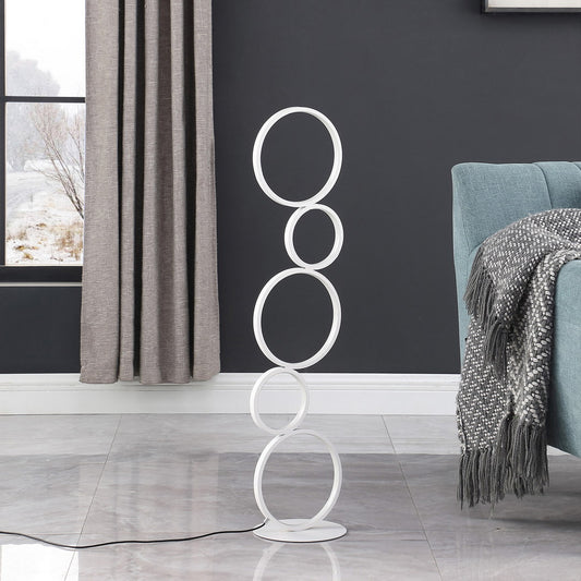 38.5" In Else Nordic 5-Ring Shaped White Led Metal Table Lamp