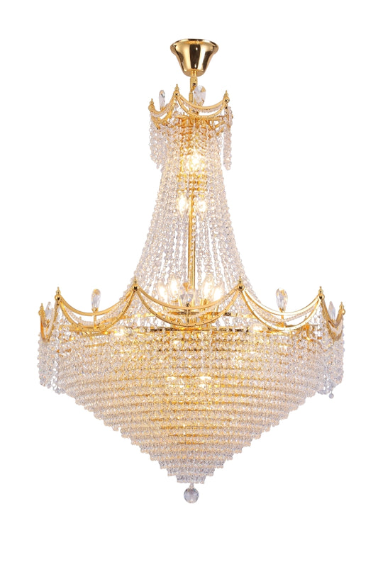 42" in Luxurious CZAR K9 Crystal Single Tier Chandelier 22-LED Bulbs Neo Classical Hardwired Ceiling Chandelier Lamp for Living Room, Hallway, Dining Room