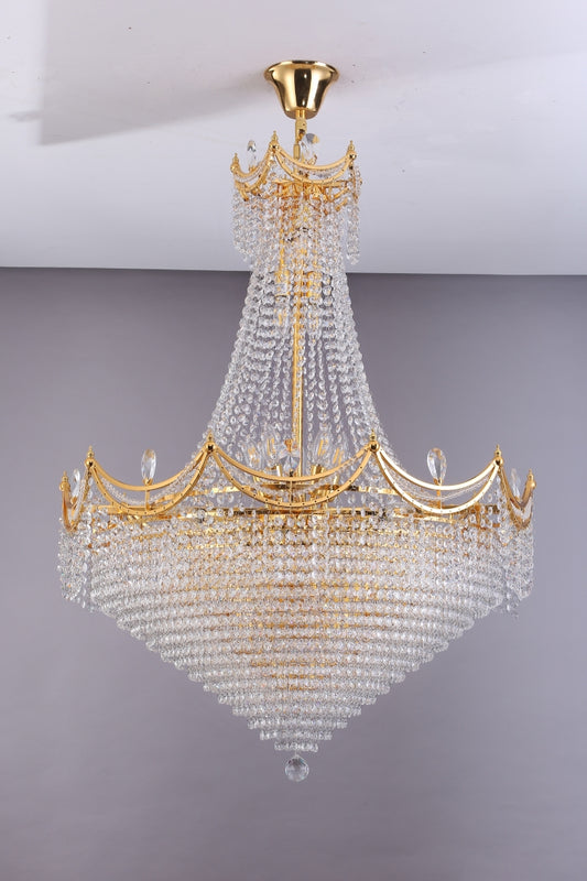 42" in Luxurious CZAR K9 Crystal Single Tier Chandelier 22-LED Bulbs Neo Classical Hardwired Ceiling Chandelier Lamp for Living Room, Hallway, Dining Room