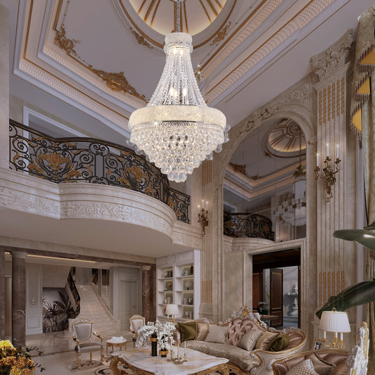 36" in Luxurious K9 Crystal Single Tier Chandelier 14-LED Bulbs Classical Hardwired Ceiling Chandelier Lamp for Living Room, Hallway, Dining Room