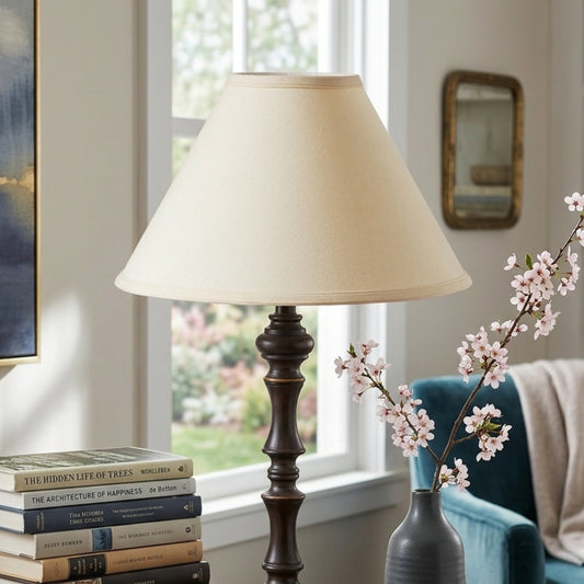 Cloth & Wire Deep Cone Hardback Lampshade with Washer Fitter, Beige Color Fabric Lampshade for Table Lamps, Natural Linen, 5" Top x 13" Bottom x 10" Height