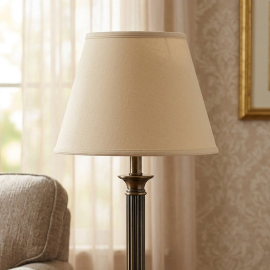 Cloth & Wire Deep Empire Hardback Lampshade with Washer Fitter, Beige Color Fabric Lampshade for Table Lamps, Natural Linen, 10" Top x 18" Bottom x 13" Height