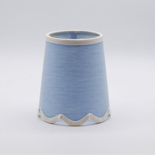 Scallop Blue Linen Chandelier Lampshade, 4" x 5.5" x 6"