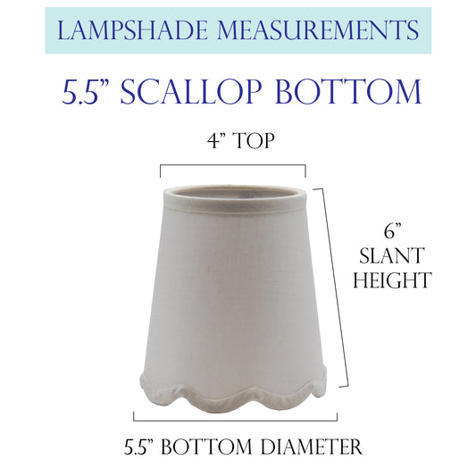 Scallop Vanilla Linen Chandelier Lampshade, 4" x 5.5" x 6"