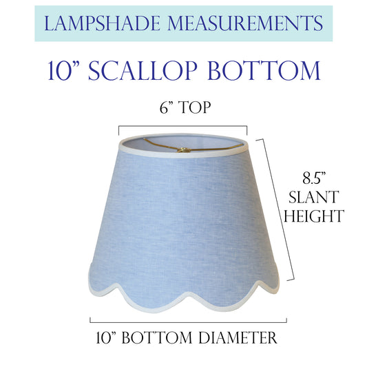 Scallop Blue Linen Shade – 10" Modern Hardback Lampshade