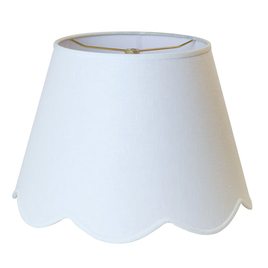 Scallop White Linen Shade 12" Modern Hardback Lampshade