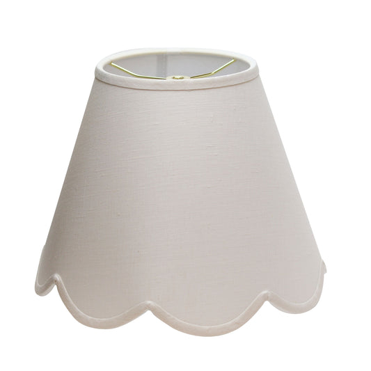 Scallop Vanilla Linen Shade 14" Modern Hardback Lampshade