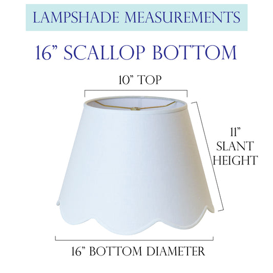 Scallop Vanilla Linen Shade – 16" Modern Hardback Lampshade