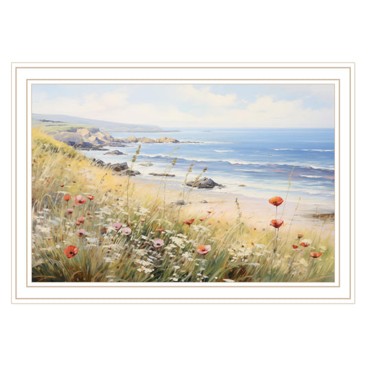"Poppies by the Sea" by Heidi Kuntz, Ready to Hang Framed Print, White Frame