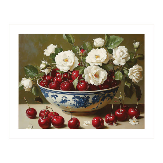 "Fresh Picked Cherries" by Heidi Kuntz, Ready to Hang Framed Print, White Frame