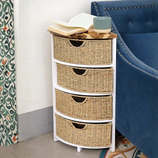 MDF/Wood Corner Cabinet with seagrass drawers
