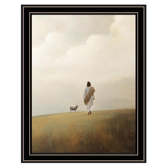"Found the Lost Sheep" by Jo Moulton , Ready to Hang Framed Print, Black Frame