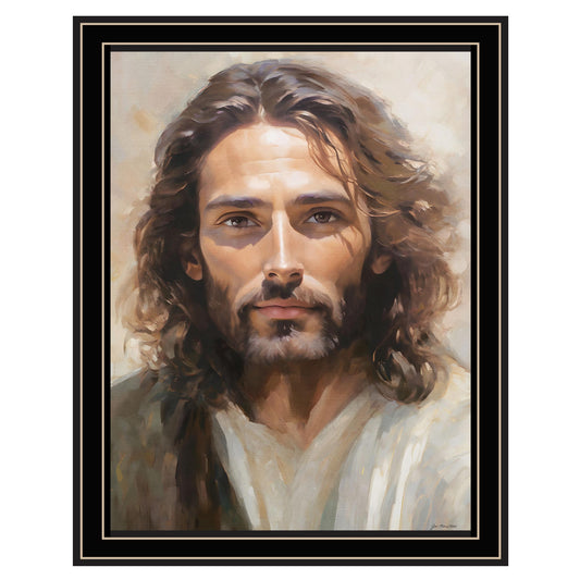 "Portrait of Christ" by Jo Moulton , Ready to Hang Framed Print, Black Frame