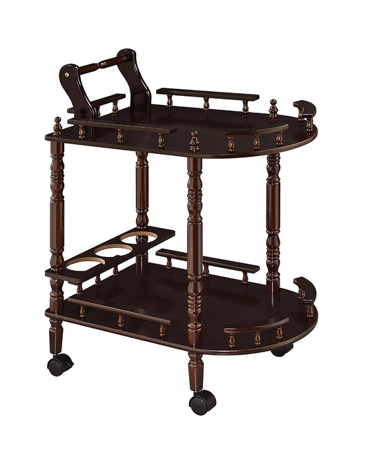 29" Tall 2-Tier Wooden Wine Table with Cherry finish