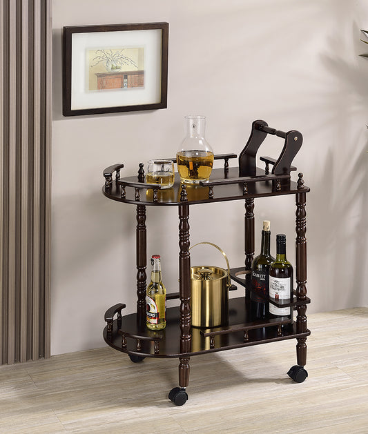 29" Tall 2-Tier Wooden Wine Table with Cherry finish