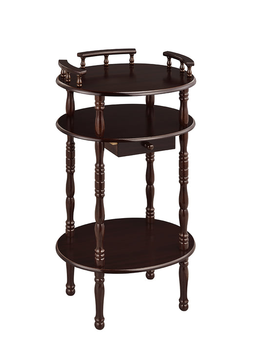 28" Tall 3-Tier Wooden Phone Table with Cherry finish