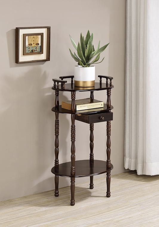 28" Tall 3-Tier Wooden Phone Table with Cherry finish