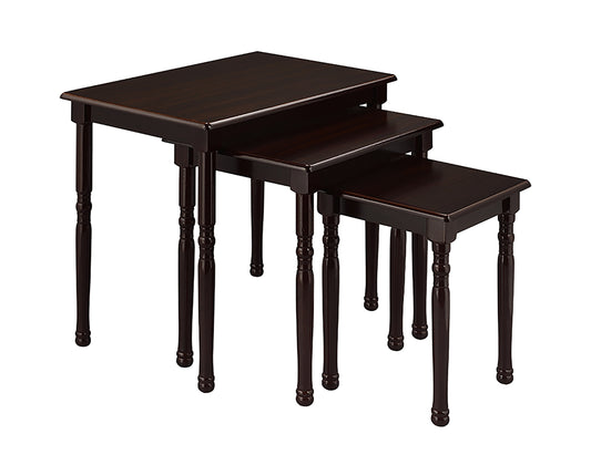 3-Piece Wooden Nesting Table Set, Dark Cherry finish