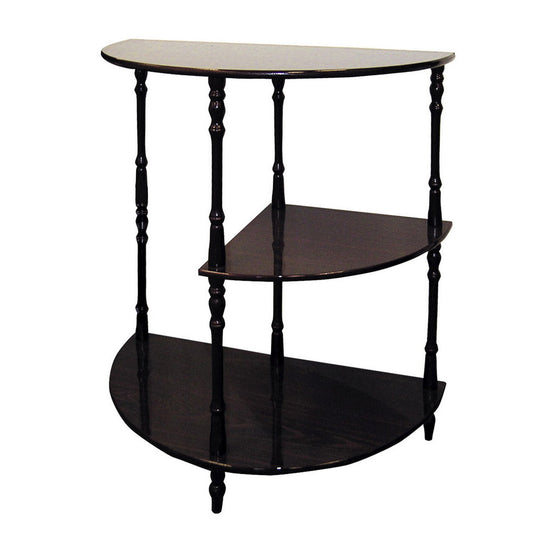 26" Tall 3-Tier Wooden End Table, Crescent Shape with Cherry finish