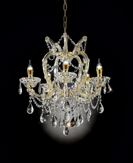 22"In Bella Petite Gold Crystal 5-Led Light Chandelier