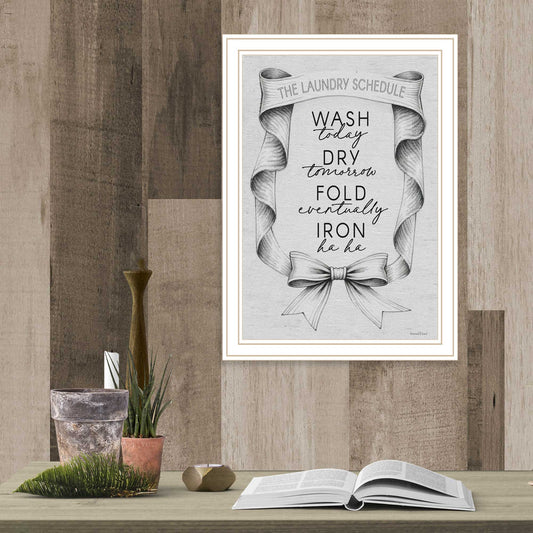 "The Laundry Schedule" by Lettered & Lined, Ready to Hang Framed Print, White Frame