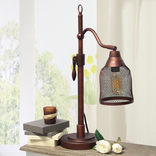 Elegant Designs 25_ Mesh Marvel Adjustable Vintage Table Lamp, for Living Room, Bedroom, Office, Red Bronze