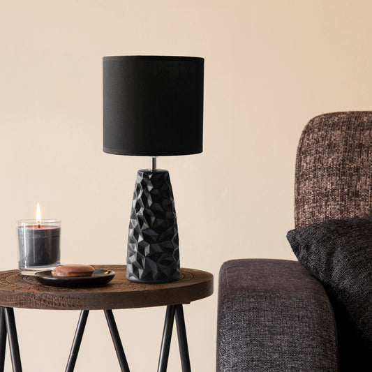Simple Designs Sculpted Ceramic Table Lamp, Black