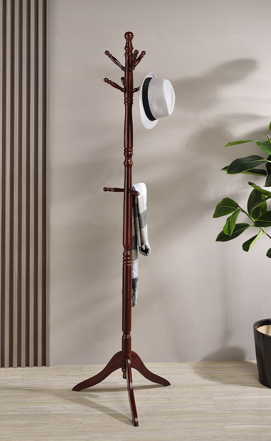 71.5" Tall Wooden Standing Coat Rack "Swivel" with Cherry finish