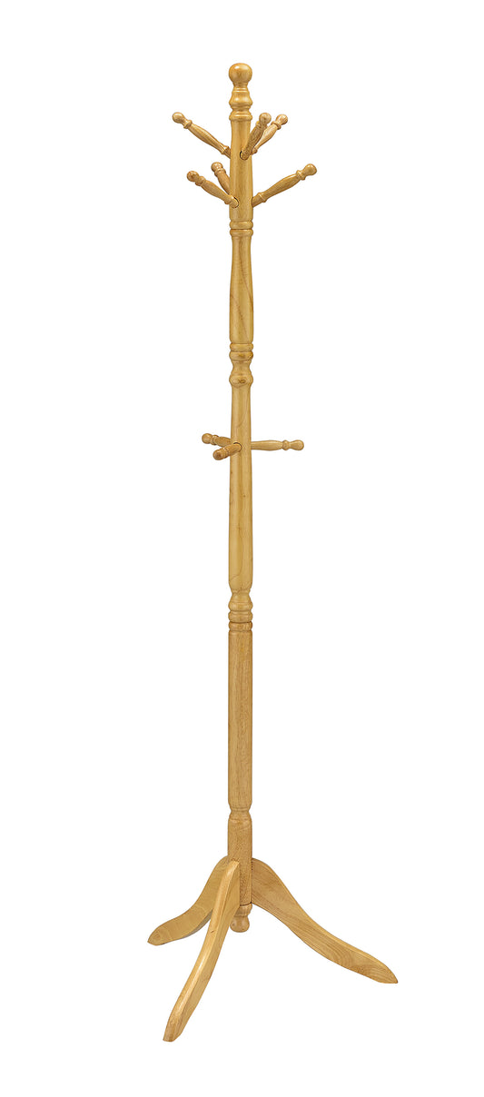 71.5" Tall Wooden Standing Coat Rack "Swivel" with Natural finish